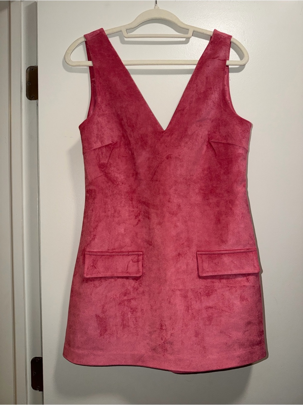 Maeve Fuchsia Suede V-Neck Mini Dress